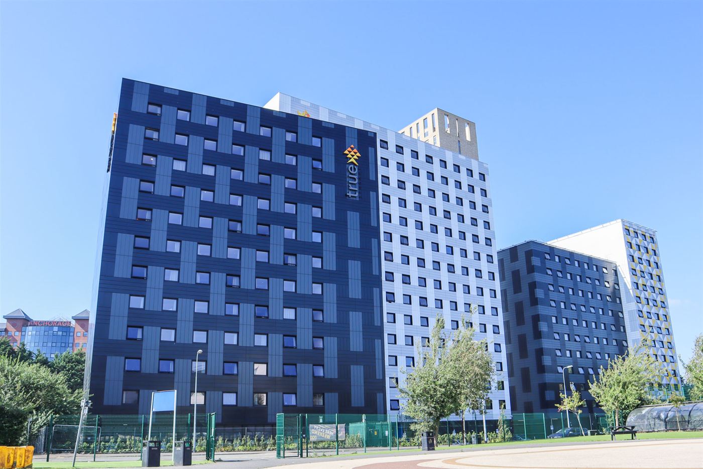 True Student Living, Salford — exterior of the purpose-built student accommodation tower